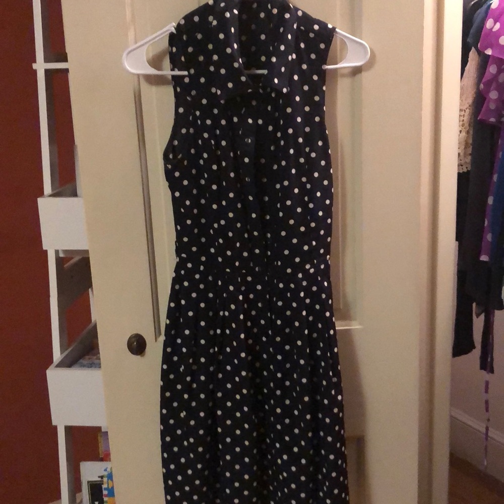 Blue white polka dot dress